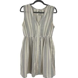 Pact Small Blue/Cream  Organic Cotton Coastal Beach Mini East Coast Stripe Dress